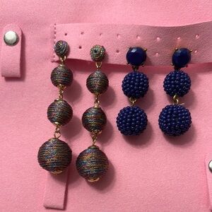 J. Crew Gold and Blue Dangle Earrings ( set of 2)